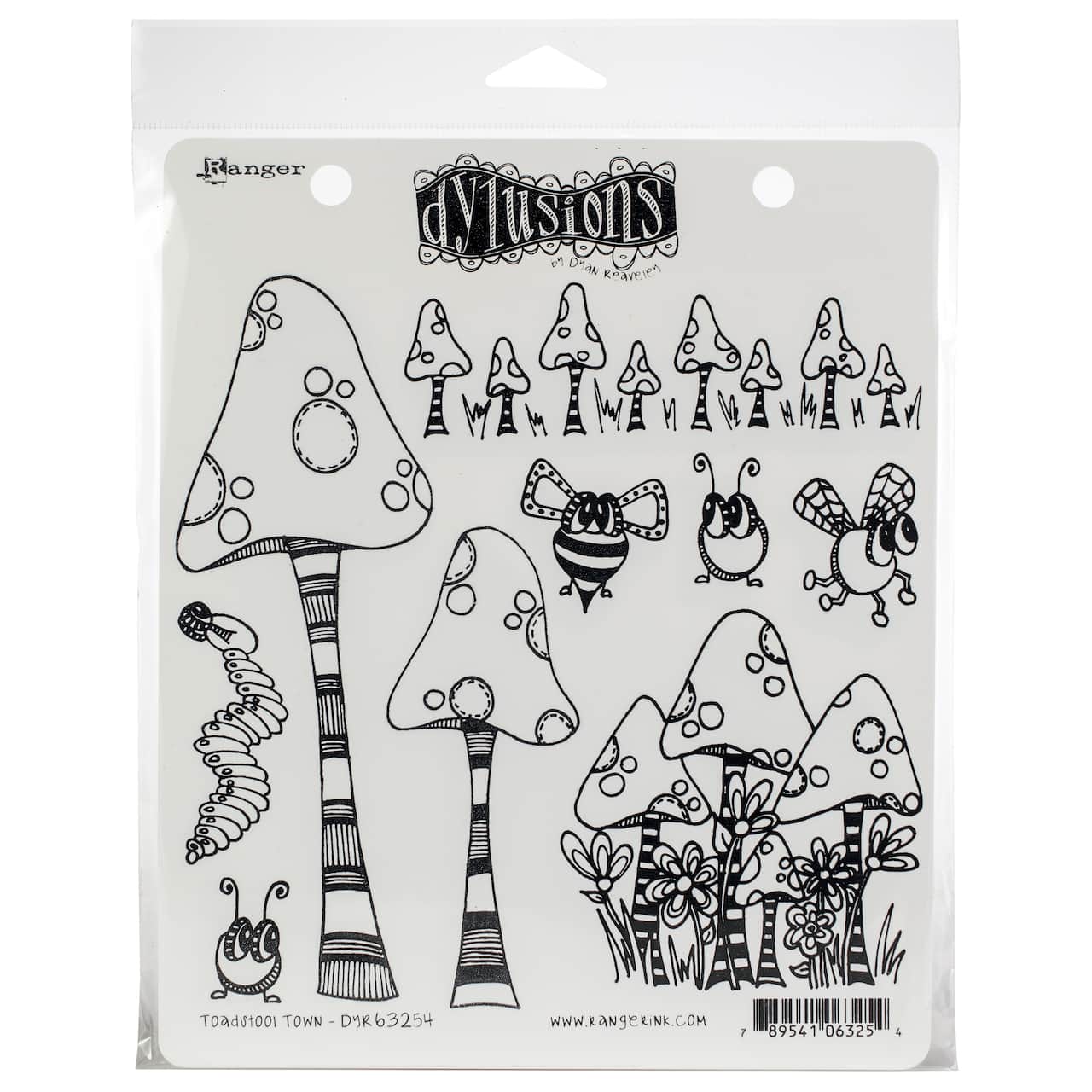 Dylusions Toadstool Town Cling Stamp Set